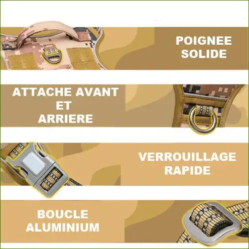 Avantages du Harnais camouflage pour chiens rembourré et réfléchissant