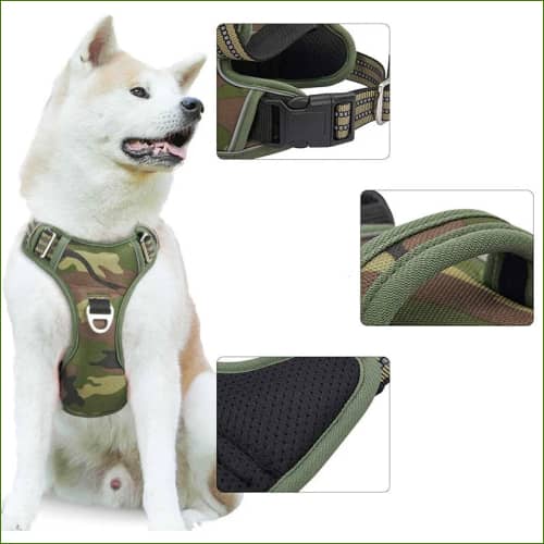 Harnais rembourré pour le confort du chien - motif camouflage harnais anti traction