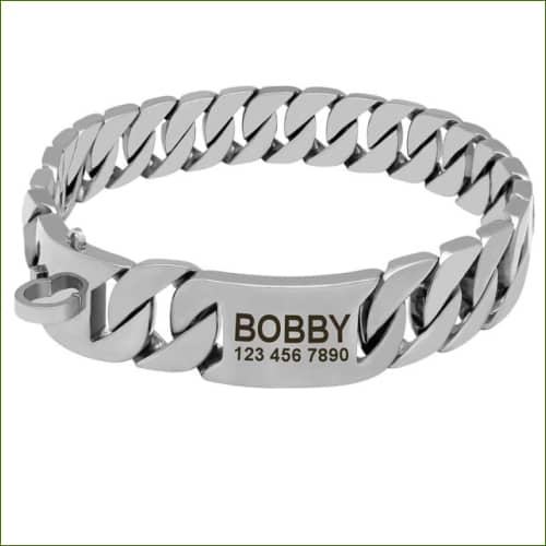 Collier En Métal Pour Chien Personnalisé Par Gravure Laser Argent / 65Cm