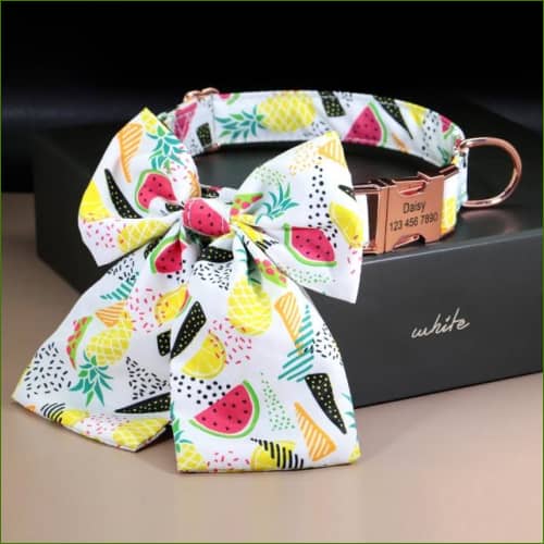 collier en soie pour chien Blanc / S