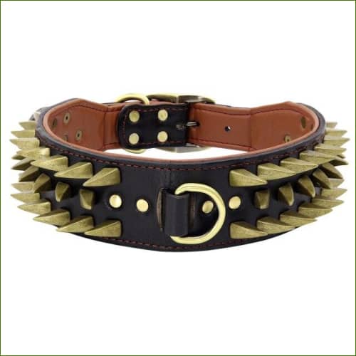 Colliers Pour american Bully Haut De Gamme En Cuir Avec Pointes Noir / Xl