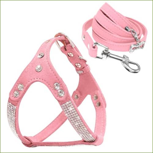 Harnais en cuir suédé pour chien Rose / L