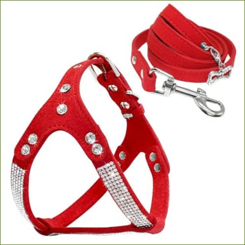 Harnais en cuir suédé pour chien Rouge / L