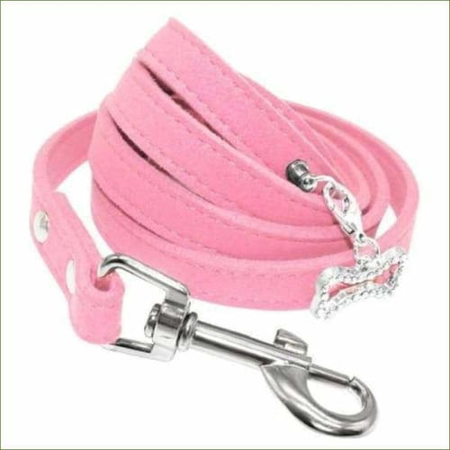 Laisse de chien en cuir de luxe rose