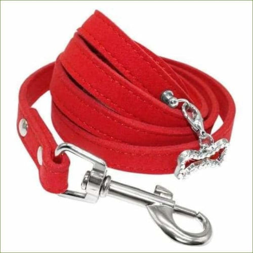 Laisse de chien en cuir de luxe rouge