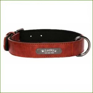 Collier personnalisé pour chien en cuir coloré avec prénom Rouge / XL
