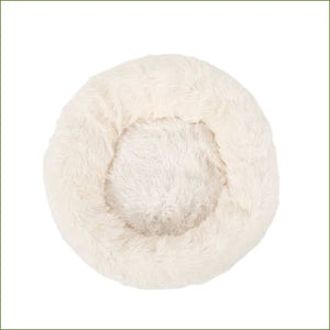 Coussin rond pour chat confortable et douillet en peluche douce et chaude Blanc / 40cm/