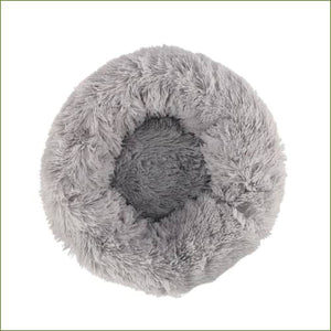 Coussin rond pour chat confortable et douillet en peluche douce et chaude Gris clair / 50cm/