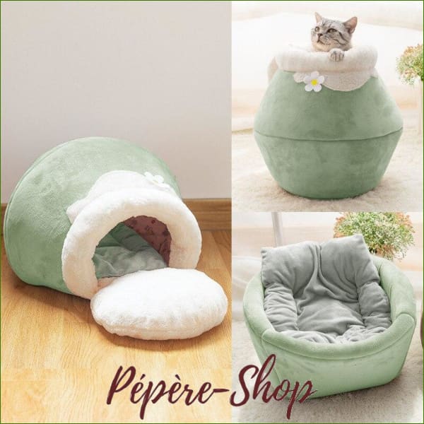 Lit pour chat en forme de grotte chaude et douillette - -PEPERE SHOP