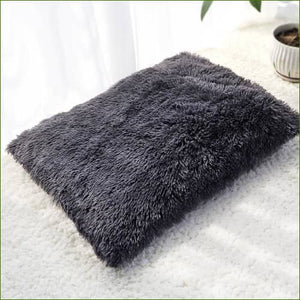 Tapis pour chien anti-stress en peluche douce et moelleuse Gris foncé / S/